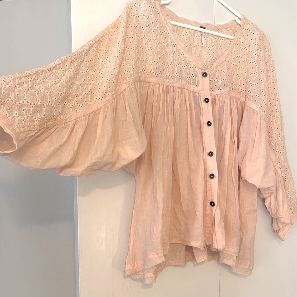 Free People Two to Tango Boho Peasant Blouse - Picture 2 of 5